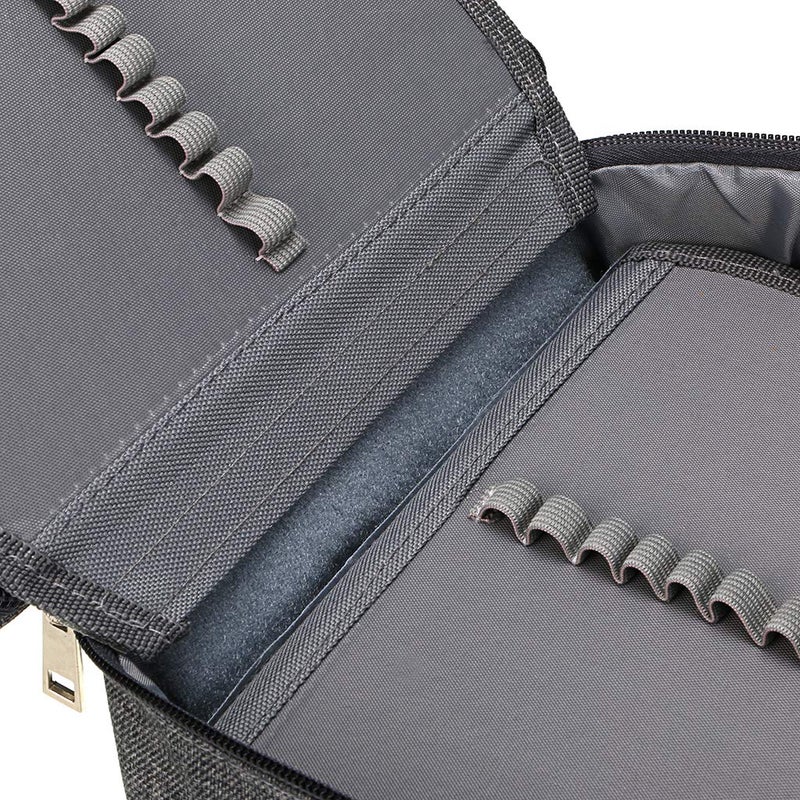 BTSKYÂ® High Capacity Zipper Pens Pencil Case- Multi-Functional Stationery Pencil Pouch 72 Slots Colored Pencil Case Portable Pencil Bags With 2 Removable Sleeves Grey - Image 4
